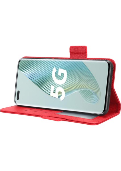 Honor Için Magic5 Pro Pu Deri Flip Folio Kasa Cüzdan Stand Litchi Doku Şok Geçirmez Telefon Kapağı (Yurt Dışından)