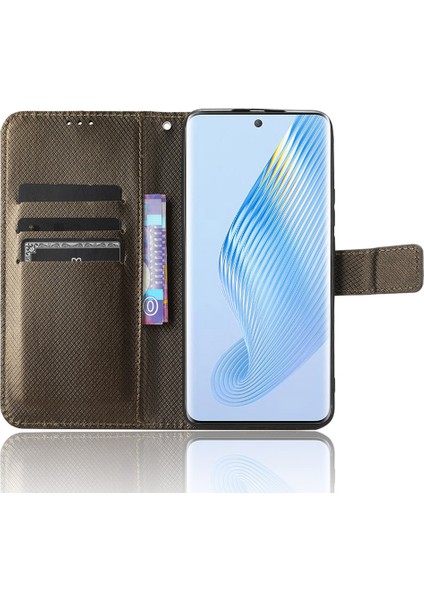 Honor Için Magic5 5g Elmas Texture Pu Deri Dal Damla Geçirmez Telefon Kılıfı Katlama Stand Cüzdan Kapağı (Yurt Dışından) fiyatları