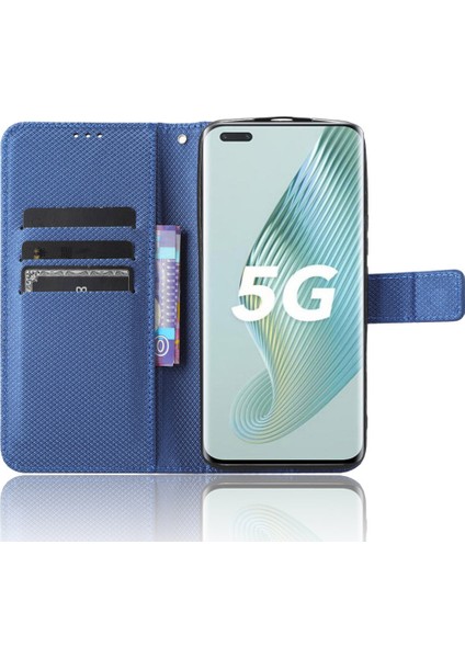 Honor Magic5 Pro 5g Elmas Doku Pu Deri Deri Cüzdan Telefon Kılıf Destek Standı Anti-Drop Cover (Yurt Dışından)