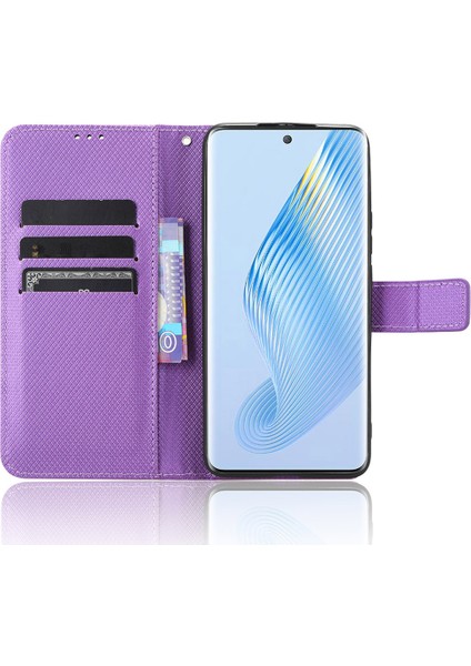 Honor Için Magic5 5g Elmas Texture Pu Deri Dal Damla Geçirmez Telefon Kılıfı Katlama Stand Cüzdan Kapağı (Yurt Dışından) modelleri