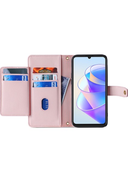 Honor X7A 5g Fermuarı Cep Telefonu Stand Kılıf Kart Kartı Yuvaları Deri Cüzdan Kapağı 2 Kayış (Yurt Dışından) fiyatları