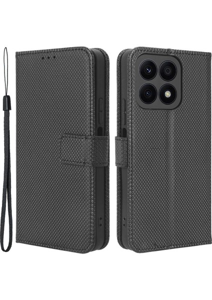 Onur Için X8A 4g Cüzdan Telefon Kılıfı Elmas Doku Pu Deri Manyetik Flip Stand Kapağı (Yurt Dışından)