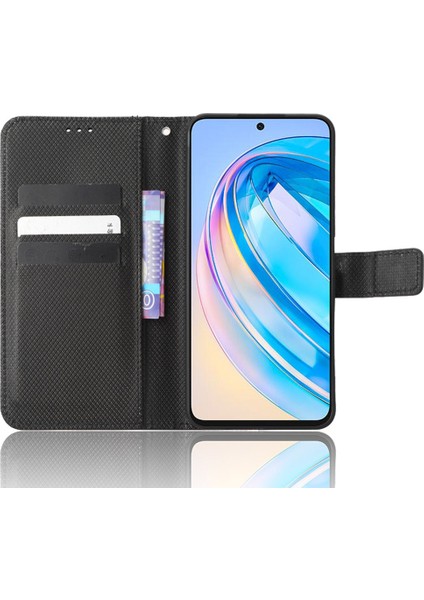Onur Için X8A 4g Cüzdan Telefon Kılıfı Elmas Doku Pu Deri Manyetik Flip Stand Kapağı (Yurt Dışından) modelleri