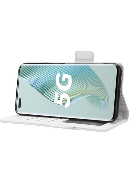 Honor Için Magic5 Pro Pu Deri Flip Folio Kasa Cüzdan Stand Litchi Doku Şok Geçirmez Telefon Kapağı (Yurt Dışından)