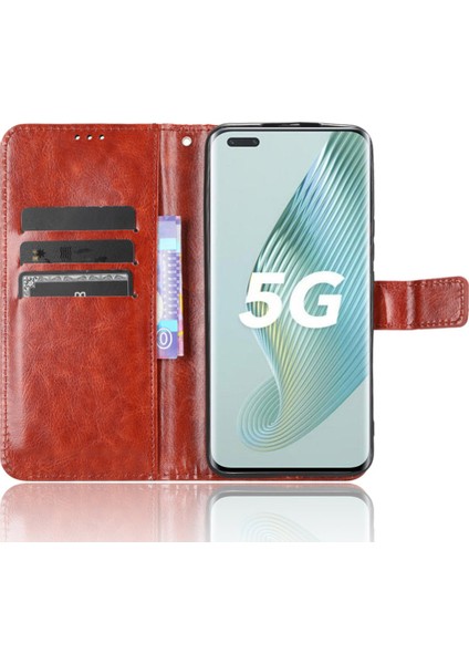 Honor Magic5 Pro 5g Çılgın At Dokusu Pu Deri Cüzdan Standı Kapak Şok Geçirmez Telefon Kılıfı (Yurt Dışından) fırsatları