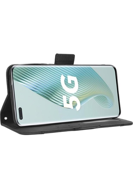 Honor Magic5 Pro 5g Pu Deri Koruyucu Stand Kapak Çoklu Kart Yuvası Cüzdan Telefon Kılıfı (Yurt Dışından)