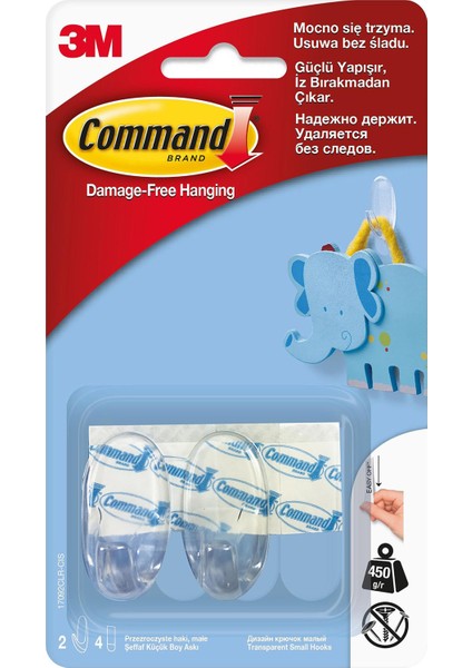 17092CLR-CEE Command Küçük Boy Şeffaf Askı