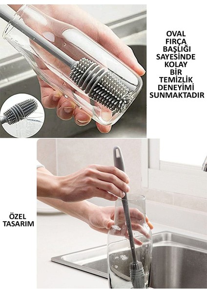 Biberon Temizleme Fırçası Silikon Süt Şişe Yıkama Fırçası 360 Derece Döner Fonksiyonlu Uzun Saplı Fırçası Uzun Sürahi Cam Yıkama Fırçası fırsatları