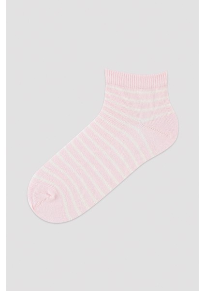 Kız Çocuk Pembe Çizgili 4lü Patik Çorap modelleri