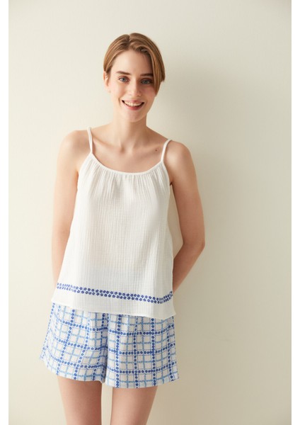 Carrie Solid Beyaz Pijama Üstü