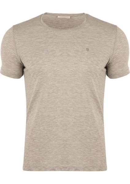 Büyük Beden %100 Pamuk Bisiklet Yaka Kısa Kollu Basic Penye T-Shirt-PE36102TY22