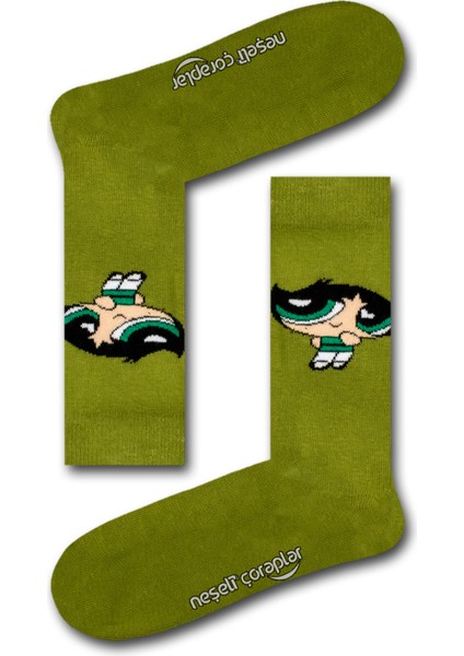 Powerpuff Girls Buttercup Renkli Erkek Çorap