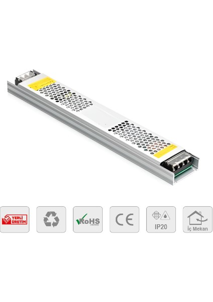Light 8.5A 90W 12V Slim Fansız Şerit LED Trafosu