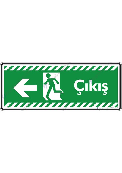 Çıkış Sola Ok/30x12cm/fosforlu etiket