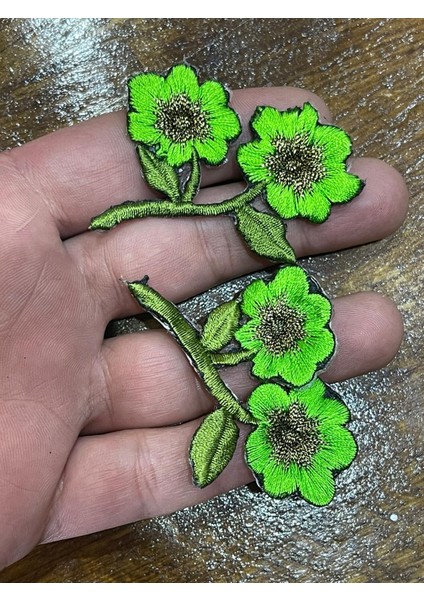 Ütü Ile Yapışan Nakış Işlemeli Ikili Çiçek Aplike Arma Yama Dikiş Hobi Aksesuarı