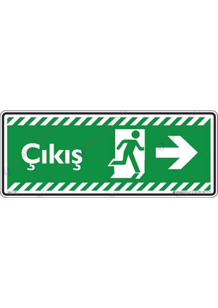 Çıkış Sağa Ok/30x12cm/fosforlu etiket