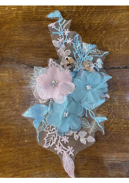 37X17 cm Nakış Işleme Kabartma Çiçekli Aplike Dikiş ve Hobi Malzemesi