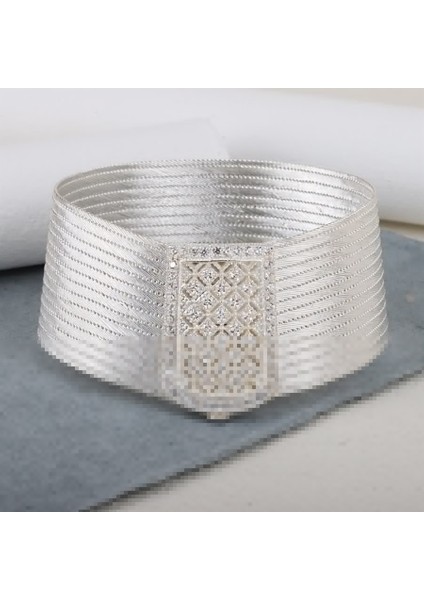 Kadın Gümüş Prenses Toka 15 Sıra Trabzon Hasır Bileklik