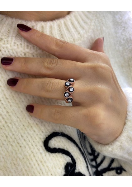 Kadın Gümüş Damla Elmas Montür Yüzük