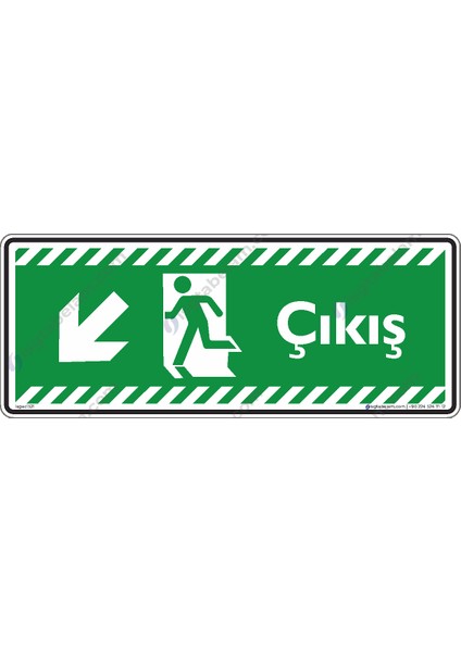 Çıkış Sol Aşağıya Ok/30x12cm/fosforlu etiket