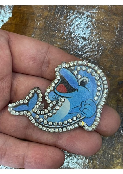 6x3 cm Ütü Ile Yapışan Gülen Mavi Balık Aplike Arma Dikiş ve Hobi Aksesuarı
