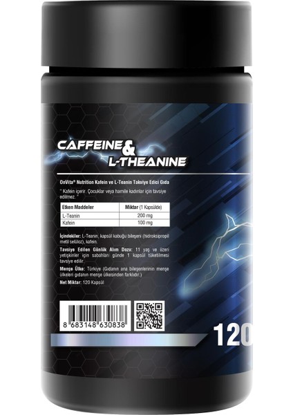 Nutrition Caffeine&l-Theanine 120 Kapsül