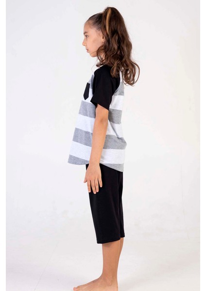 Kız Çocuk Kısa Kol Kaprili Pijama Takım