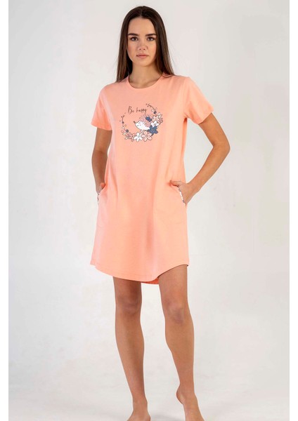 Pamuklu Kadın Kısa Kol Gecelik