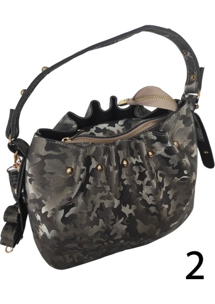 Beyhan Bayhan Kadın Büzgü Görünümlü El ve Omuz Çantası Gri fırsatları