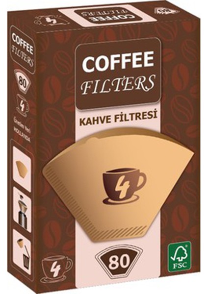 Coffee Filters Filtre Kahve Kağıdı No 4 (80’li) (Brown)