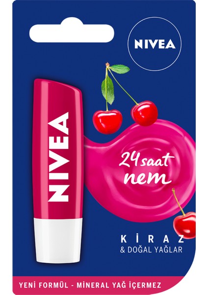 Kiraz Dudak Bakım Kremi ve Dudak Parlatıcı 4,8 Gr x 2 Adet, 24 Saat Nemlendirme ve Işıltılı Dudaklar