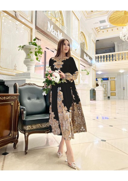 Atlas Kumaş Elbise (Kemer Dahildir) - Siyah fiyatları