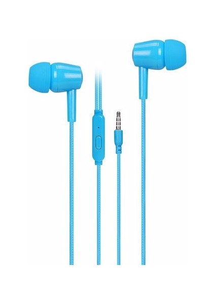 AS1 Mobil Telefon Uyumlu Kulak içi Mavi Mikrofonlu Kulaklık