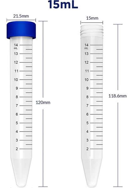Falkon Tüpü 15 ml / Santrifüj Tüpü - Dibi Konik - 10 Adet