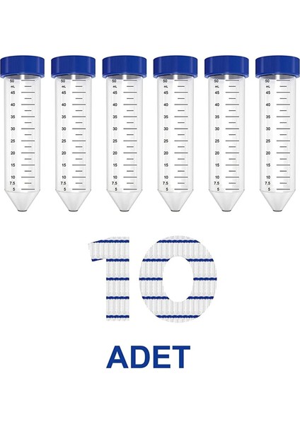 Falkon Tüpü 50 ml / Santrifüj Tüpü - Dibi Konik - 10 Adet