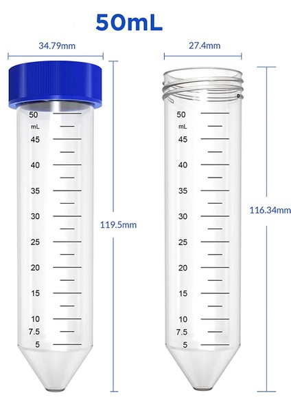 Falkon Tüpü 50 ml / Santrifüj Tüpü - Dibi Konik - 10 Adet