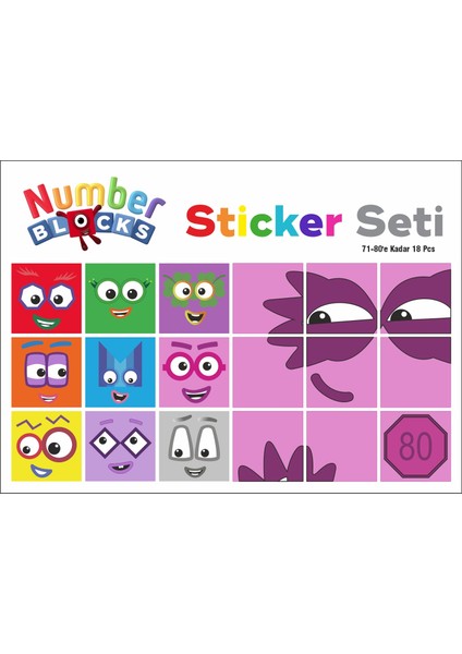 Number Blocks Matematik Eğitici Birim Küp Snapcubes /71-80 Sticker 18 Pcs