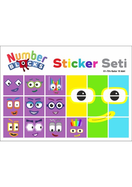 Number Blocks Matematik Eğitici Birim Küp Snapcubes /61-70 Sticker 18 Pcs