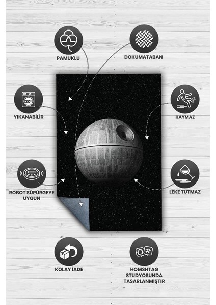 Death Star Dokuma Tabanlı Yıkanabilir Kaymaz Star Wars Film Halısı fırsatları