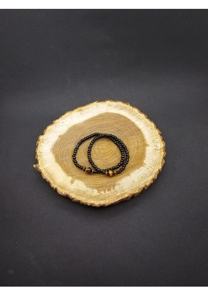 Unisex Kaplan Gözü Siyah El Yapımı Özel Tasarım Doğal Taş Bileklik modelleri