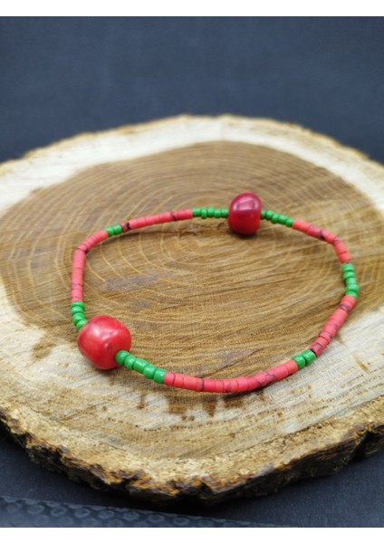 Afgan Boncuk Doğal Mercan Taşı El Yapımı Doğal Taş Halhal modelleri