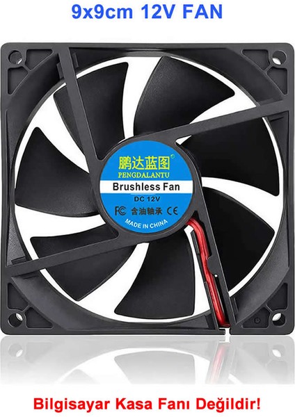 Dc 12V Fan 90X90MM 9025 3200RPM 9X9CM Sessiz 2 Pin Fırçasız Soğutma Kuluçka Ekran Kartı