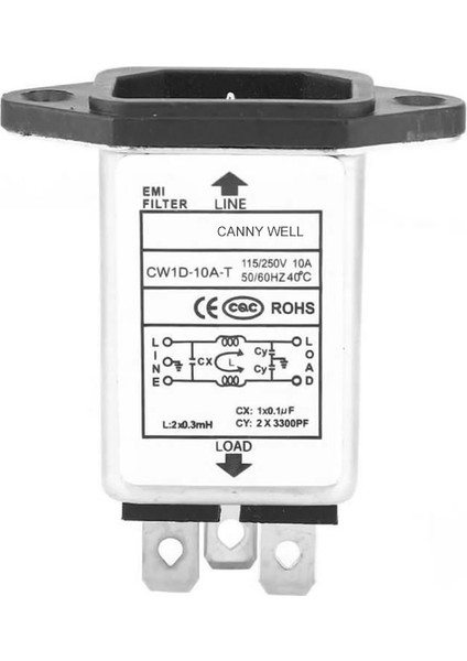 CW1D-10A-T Ac 250V 10A C14 Erkek Soket Emı Filtreli Hat Şebeke Emc Rfı Gürültü Bastırıcı Azaltıcı