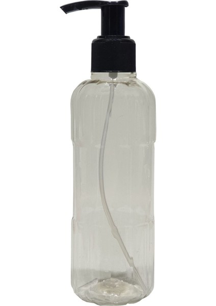 Cam Görünümlü Plastik Şeffaf Şişe, Sıvı Sabunluk Ve Dezenfektan Pompalı 200 Ml 10 Adet