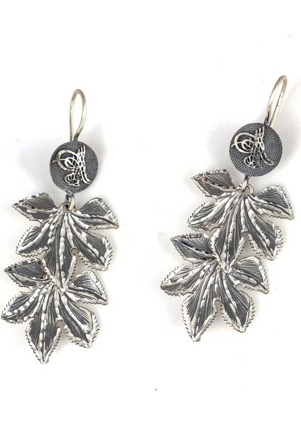 925 Ayar Gümüş Sallantılı El Kalemli Asma Yapraklı Küpe fiyatları