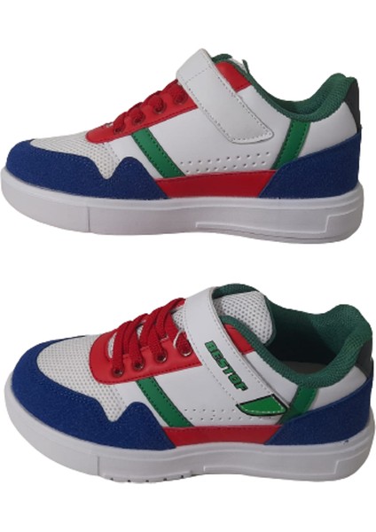 Beyaz-Mavi-Kırmızı Cırtlı Çocuk Sneaker fiyatları