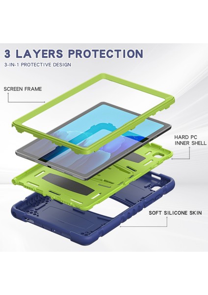 Samsung Galaxy Tab A7 T500 Pc + Silikon Kılıf Navyblue+Lime (Yurt Dışından)