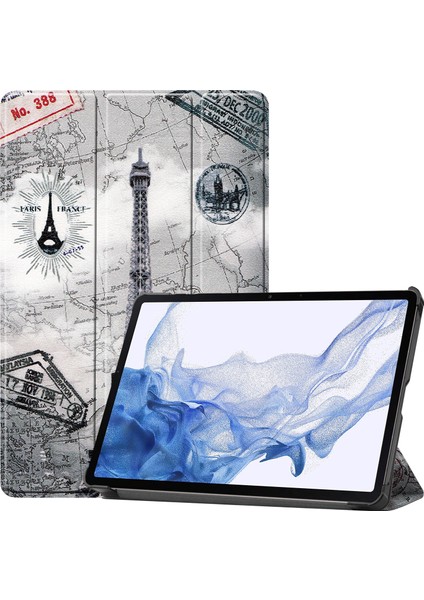Custer Painted Tablet Leather Case For Samsung Galaxy Tab S8 (Retro Tower) (Yurt Dışından)