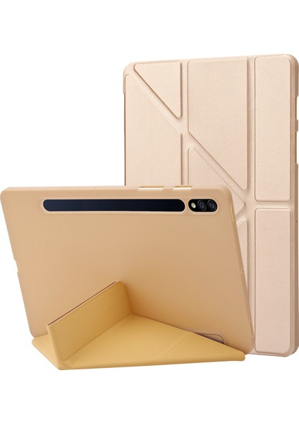 Samsung Galaxy Tab S8 / S7 Için Deri Tablet Kasası (Gold) (Yurt Dışından)