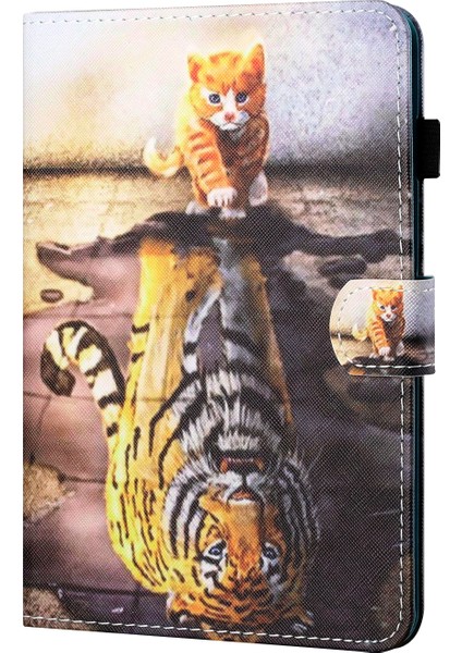 Apple iPad Pro 11 Inç (2020) / (2018) Için Deri Kılıf Kedi ve Kaplan (Yurt Dışından)